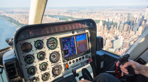 View from helicopter cockpit